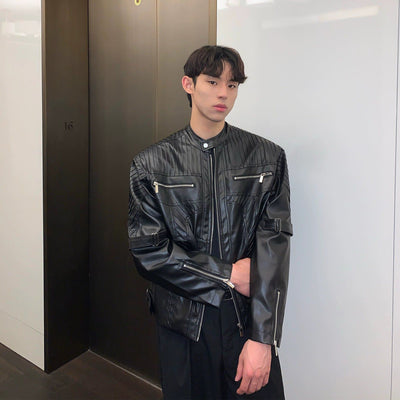 Cui Lined Faux Leather Jacket-korean-fashion-Jacket-Cui's Closet-OH Garments