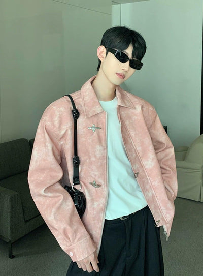 Cui Link Detail Faux Leather Jacket-korean-fashion-Jacket-Cui's Closet-OH Garments