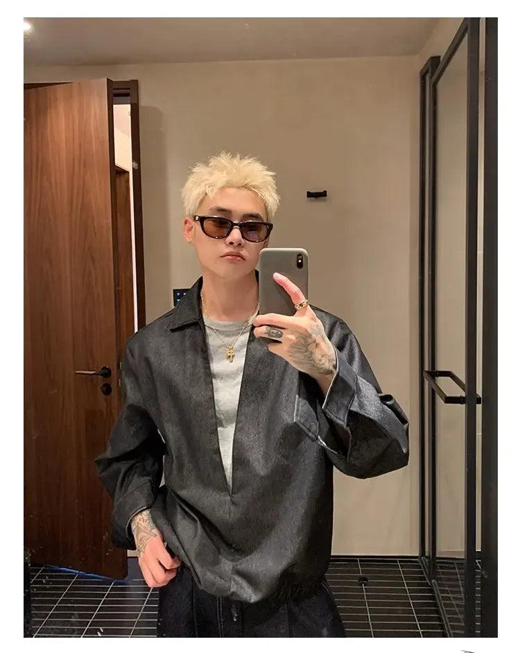 Cui Low Cut Layered Shirt-korean-fashion-Shirt-Cui's Closet-OH Garments