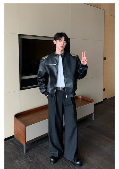 Cui Metal Plate PU Leather Jacket-korean-fashion-Jacket-Cui's Closet-OH Garments