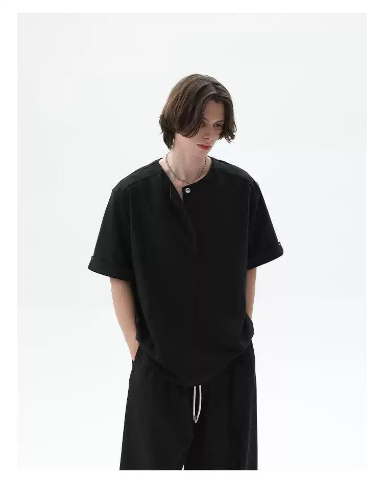 Cui Metal Rivet Collar T-Shirt-korean-fashion-T-Shirt-Cui's Closet-OH Garments