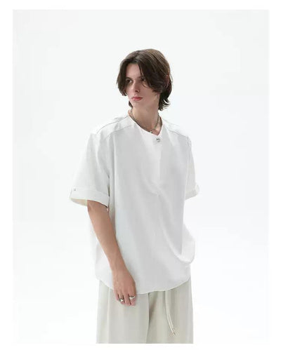 Cui Metal Rivet Collar T-Shirt-korean-fashion-T-Shirt-Cui's Closet-OH Garments