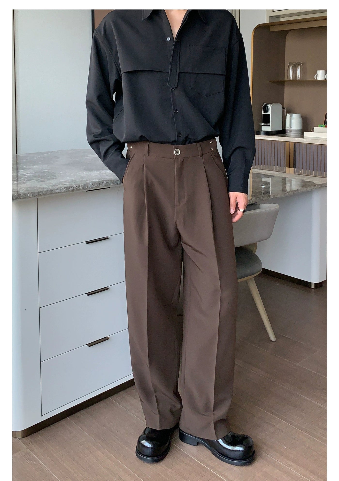 Cui Metallic Adjustable Waist Trousers-korean-fashion-Trousers-Cui's Closet-OH Garments