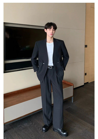 Cui Minimal Detail Sleek Blazer & Pants Set-korean-fashion-Clothing Set-Cui's Closet-OH Garments