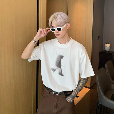 Cui Moving Effect Portrait Graphic T-Shirt-korean-fashion-T-Shirt-Cui's Closet-OH Garments