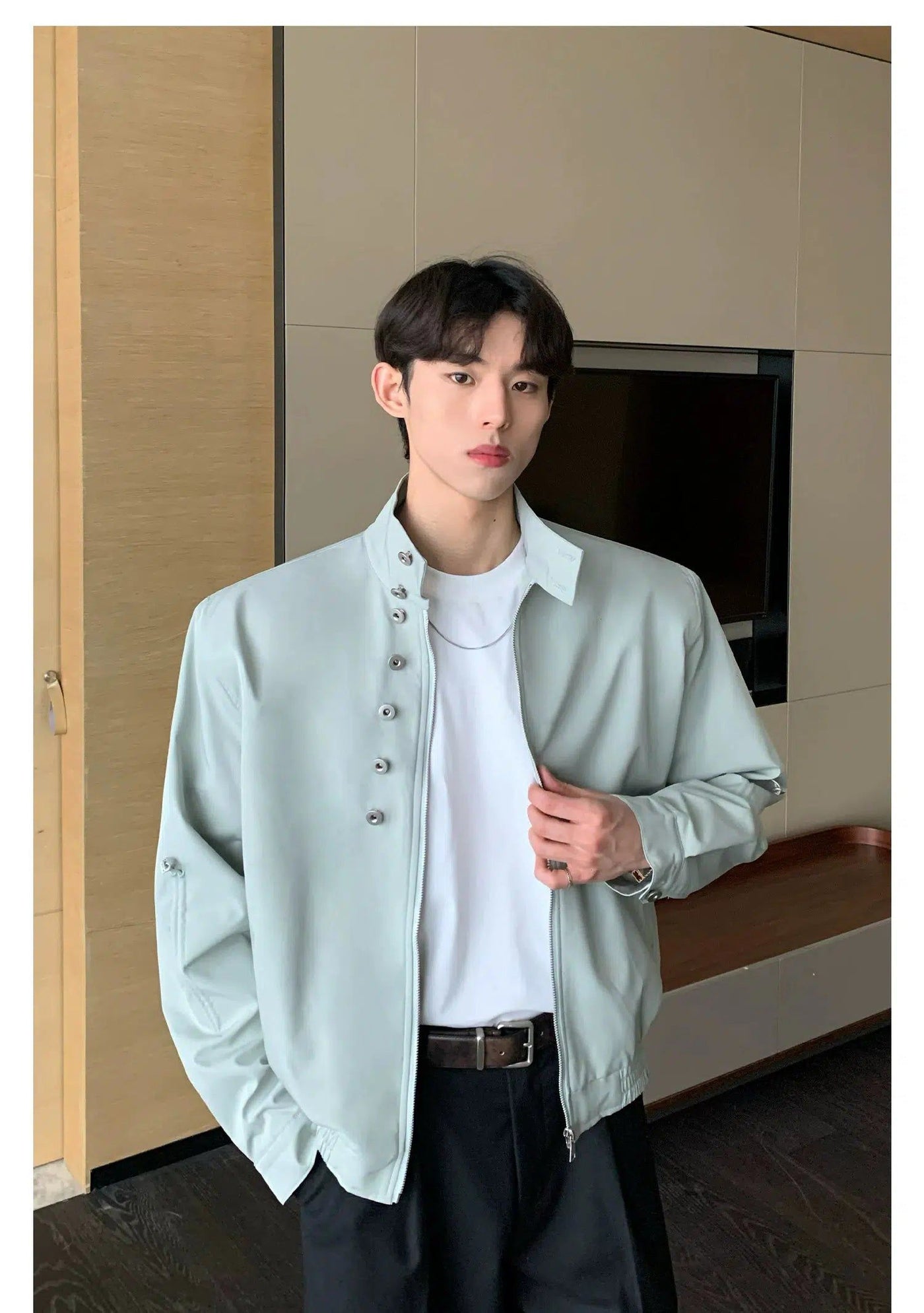 Cui Multi-Button Ruched Hem Jacket-korean-fashion-Jacket-Cui's Closet-OH Garments