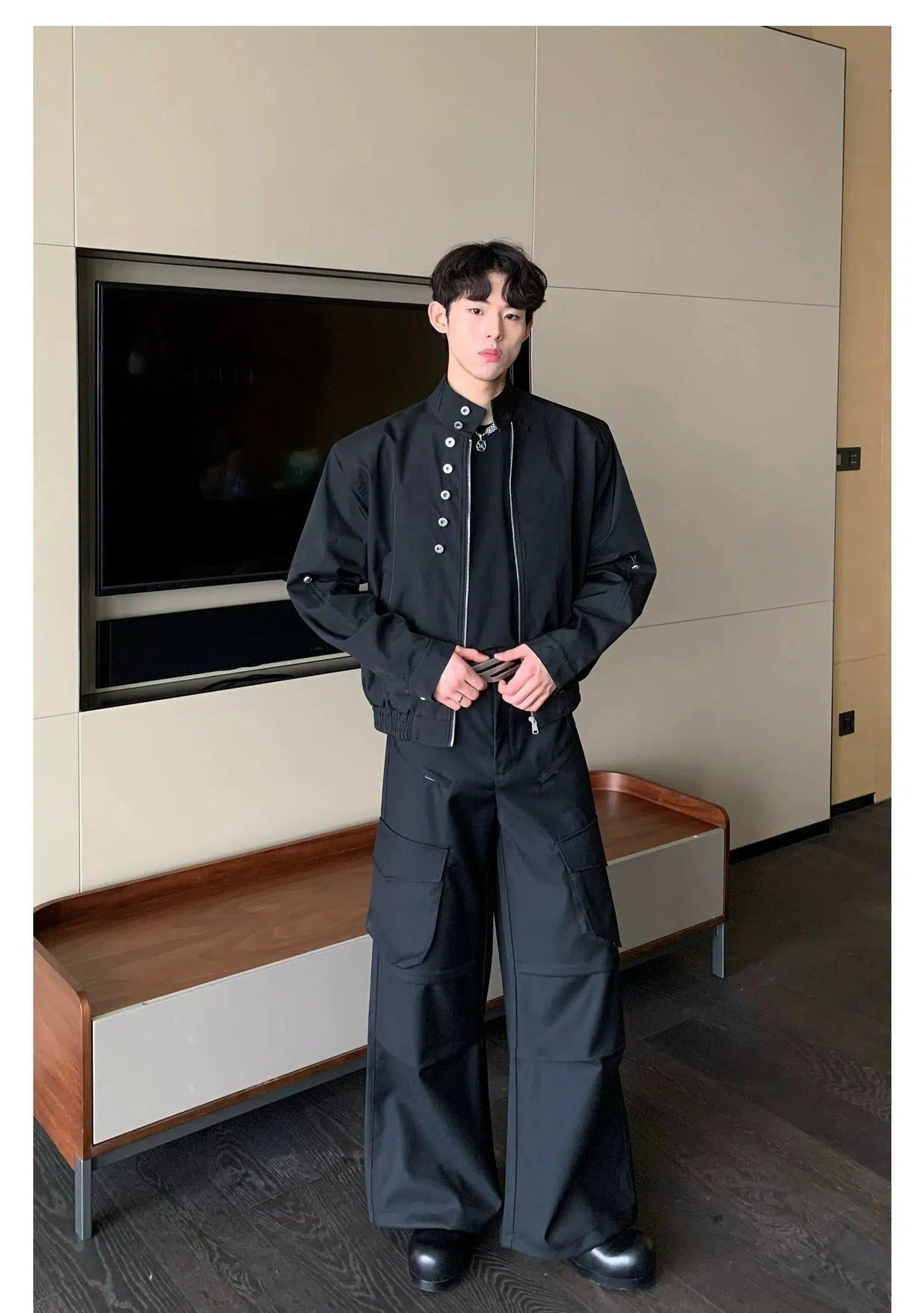 Cui Multi-Button Ruched Hem Jacket-korean-fashion-Jacket-Cui's Closet-OH Garments