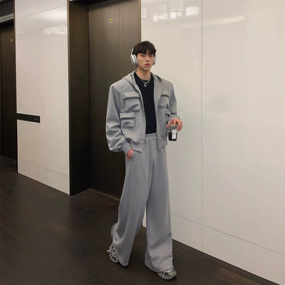 Cui Multi-Pocket Bulge Jacket & Sweatpants Set-korean-fashion-Clothing Set-Cui's Closet-OH Garments