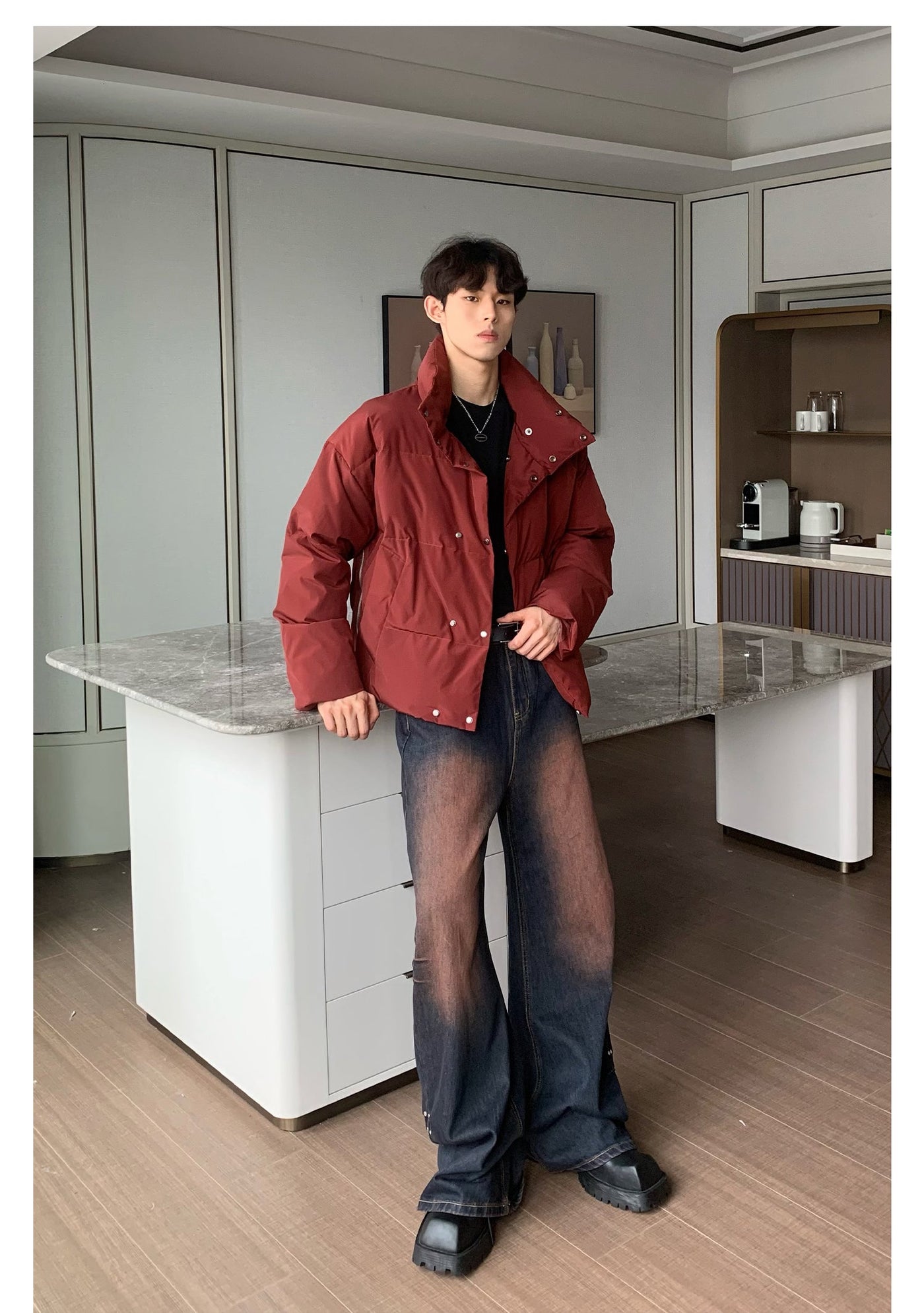 Cui Multi-Rivet Buttons Down Jacket-korean-fashion-Jacket-Cui's Closet-OH Garments