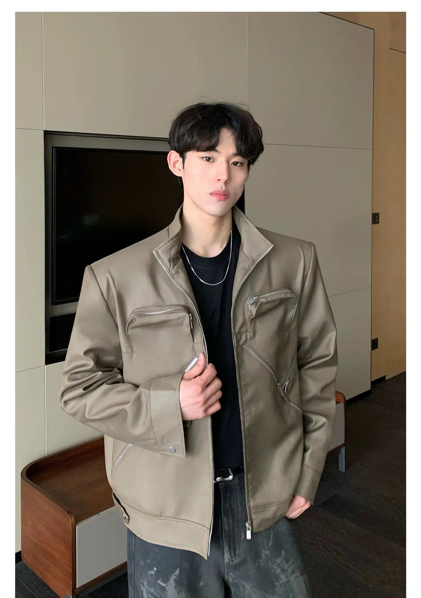 Cui Multi-Zip and Pockets Jacket-korean-fashion-Jacket-Cui's Closet-OH Garments