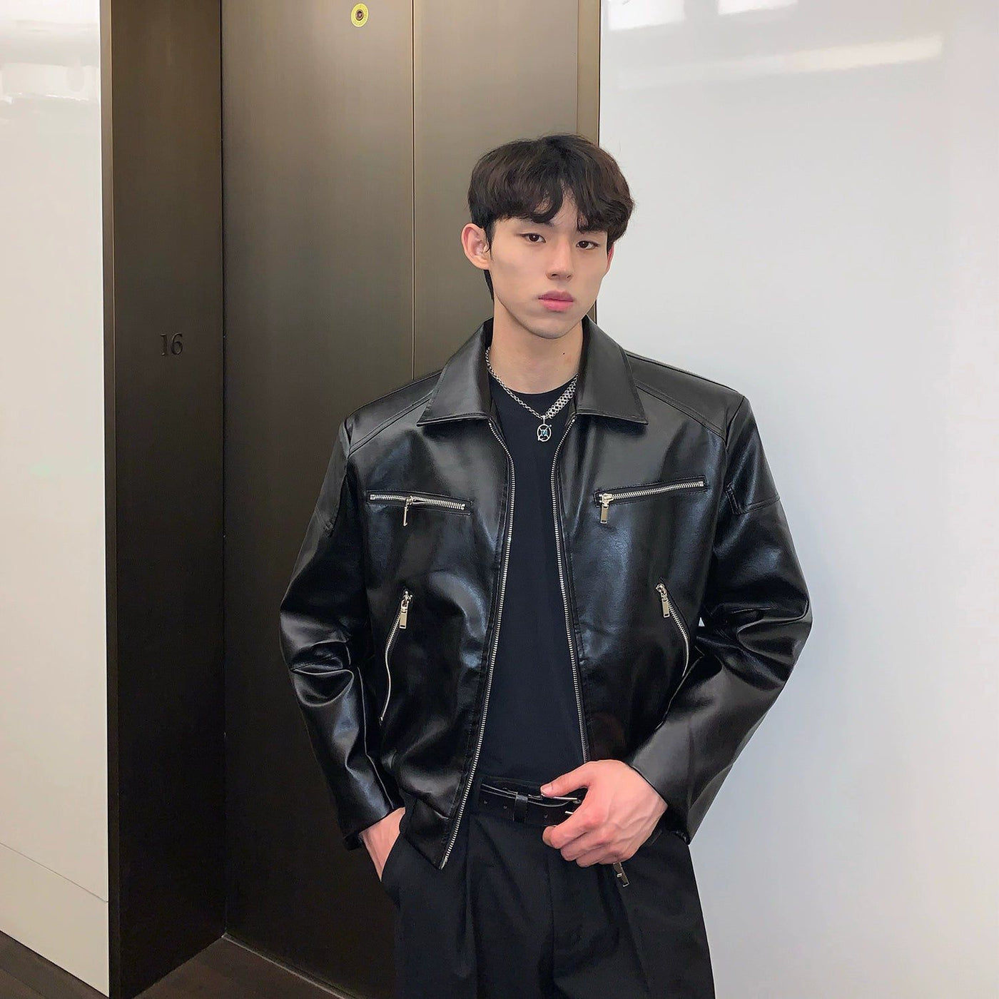 Cui Multi-Zip PU Leather Jacket-korean-fashion-Jacket-Cui's Closet-OH Garments
