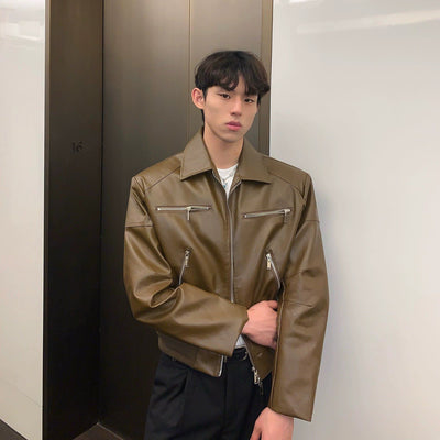 Cui Multi-Zip PU Leather Jacket-korean-fashion-Jacket-Cui's Closet-OH Garments
