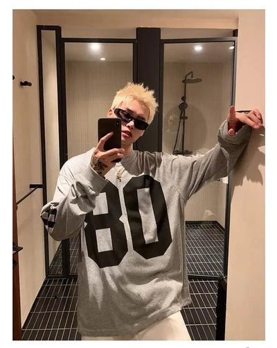 Cui Number Print L/S T-Shirt-korean-fashion-T-Shirt-Cui's Closet-OH Garments