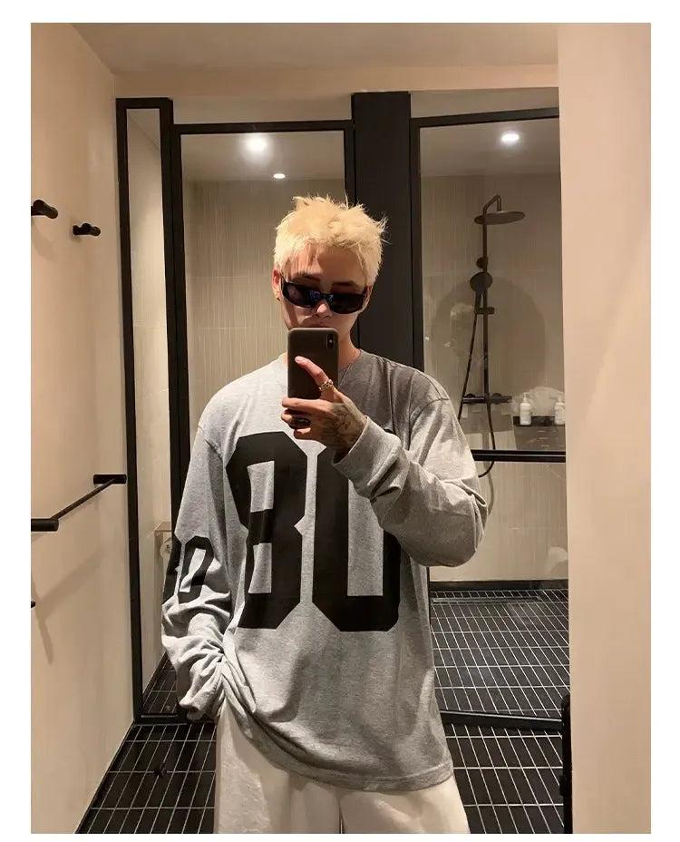 Cui Number Print L/S T-Shirt-korean-fashion-T-Shirt-Cui's Closet-OH Garments