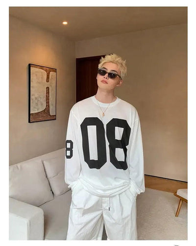 Cui Number Print L/S T-Shirt-korean-fashion-T-Shirt-Cui's Closet-OH Garments