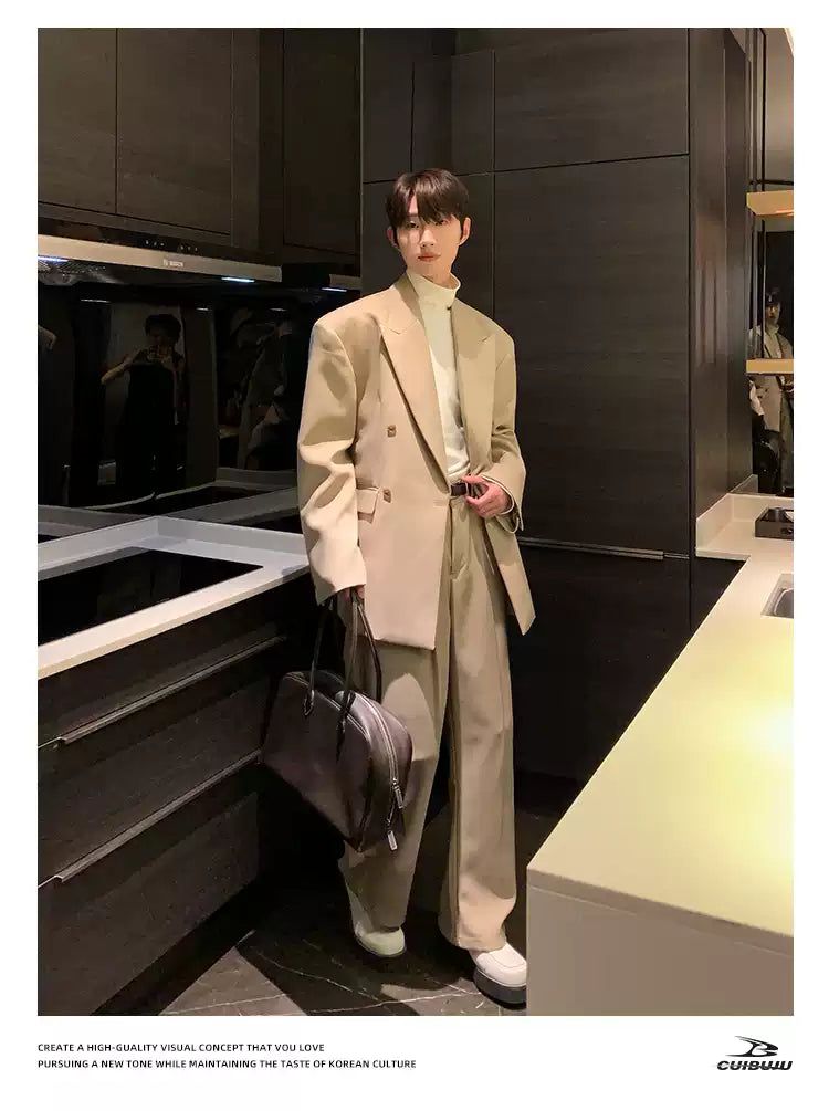 Cui Oversized Lapel Blazer & Curved Trousers Set-korean-fashion-Clothing Set-Cui's Closet-OH Garments