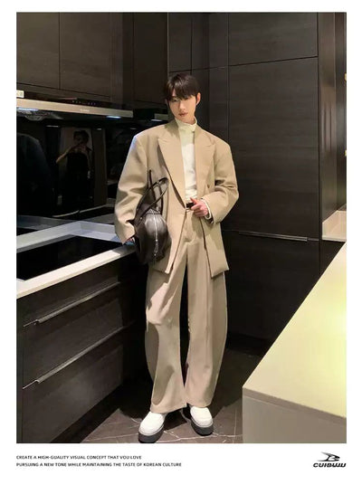 Cui Oversized Lapel Blazer & Curved Trousers Set-korean-fashion-Clothing Set-Cui's Closet-OH Garments