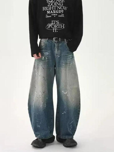 Cui Paint Splatter Curved Jeans-korean-fashion-Jeans-Cui's Closet-OH Garments