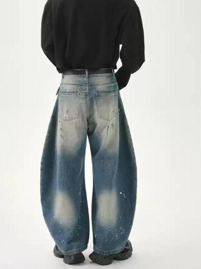 Cui Paint Splatter Curved Jeans-korean-fashion-Jeans-Cui's Closet-OH Garments