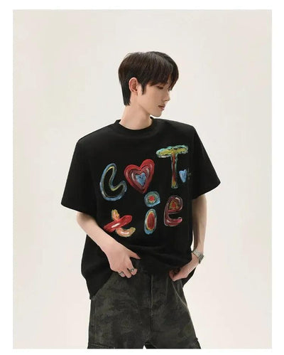 Cui Painted Graffiti T-Shirt-korean-fashion-T-Shirt-Cui's Closet-OH Garments