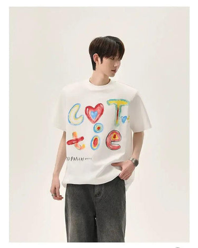 Cui Painted Graffiti T-Shirt-korean-fashion-T-Shirt-Cui's Closet-OH Garments