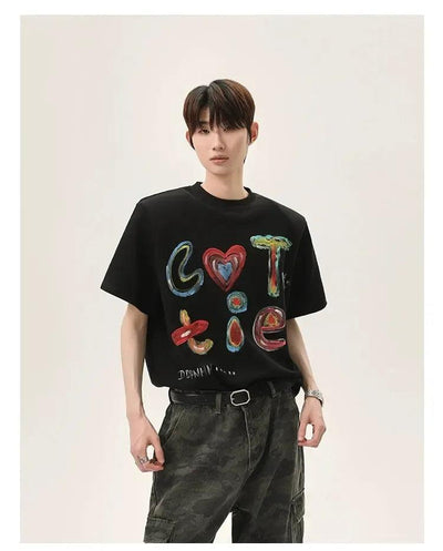 Cui Painted Graffiti T-Shirt-korean-fashion-T-Shirt-Cui's Closet-OH Garments