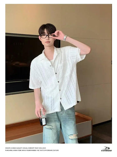 Cui Pattern Knit Buttoned Shirt-korean-fashion-Shirt-Cui's Closet-OH Garments