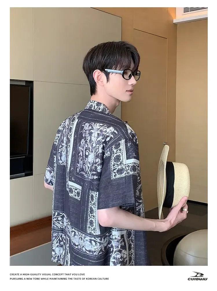 Cui Pattern Print S/S Shirt-korean-fashion-Shirt-Cui's Closet-OH Garments
