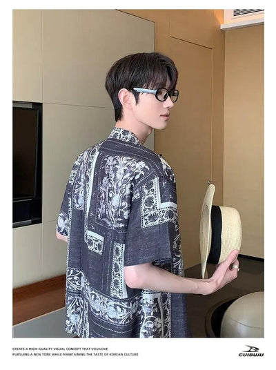 Cui Pattern Print S/S Shirt-korean-fashion-Shirt-Cui's Closet-OH Garments