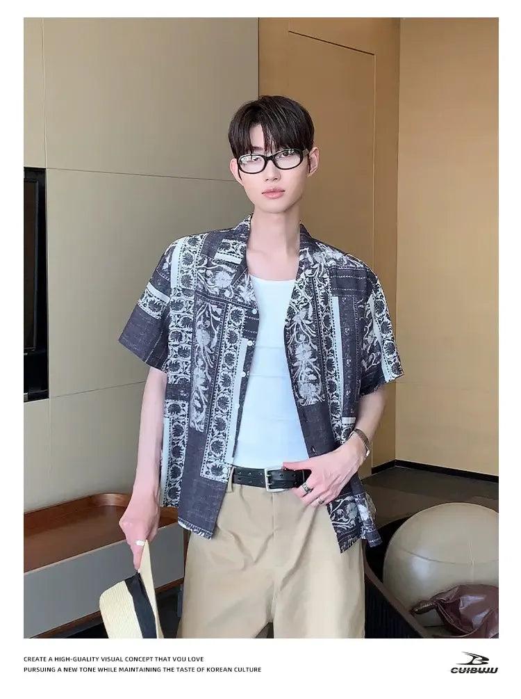 Cui Pattern Print S/S Shirt-korean-fashion-Shirt-Cui's Closet-OH Garments