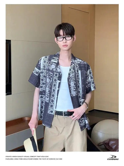 Cui Pattern Print S/S Shirt-korean-fashion-Shirt-Cui's Closet-OH Garments