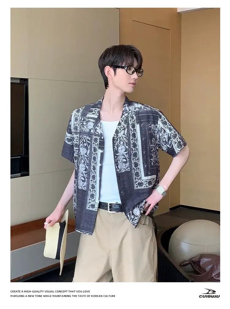 Cui Pattern Print S/S Shirt-korean-fashion-Shirt-Cui's Closet-OH Garments