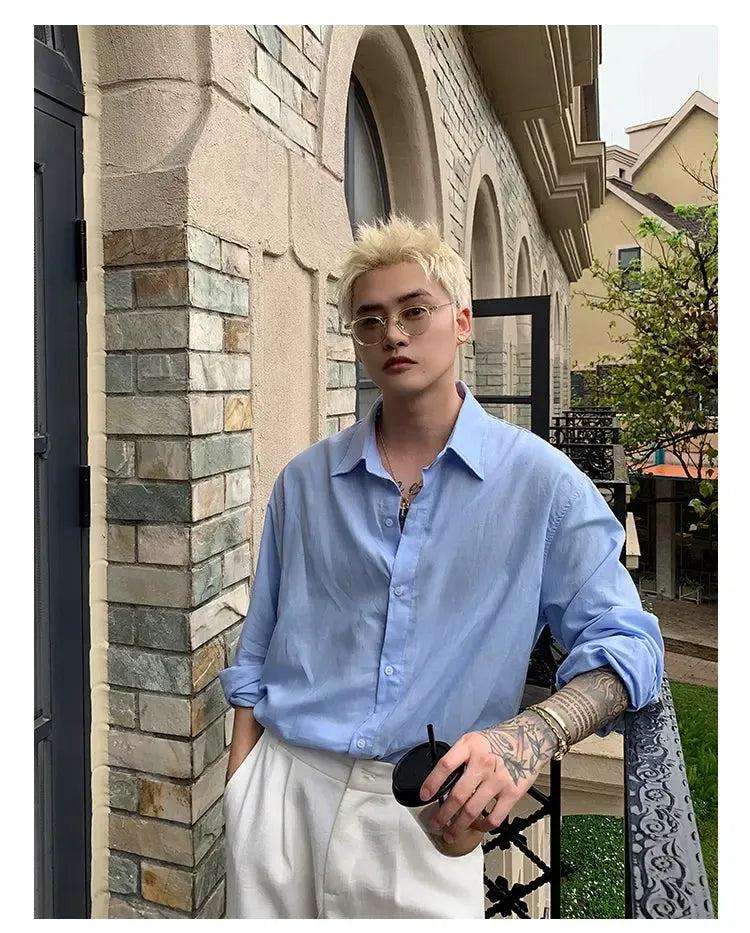 Cui Plain Color L/S Shirt-korean-fashion-Shirt-Cui's Closet-OH Garments