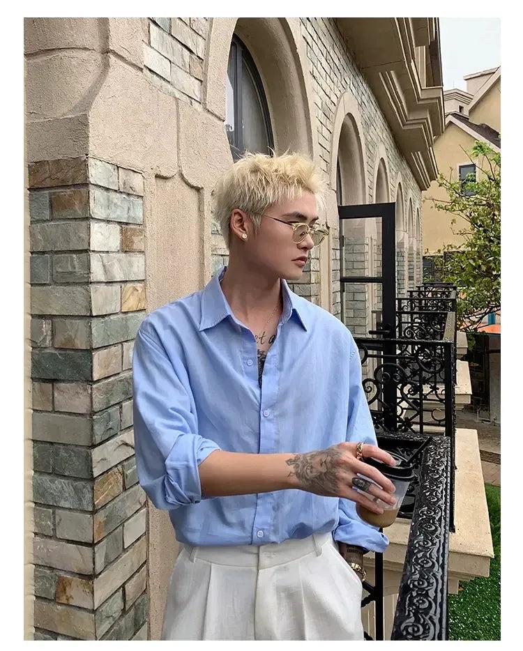 Cui Plain Color L/S Shirt-korean-fashion-Shirt-Cui's Closet-OH Garments