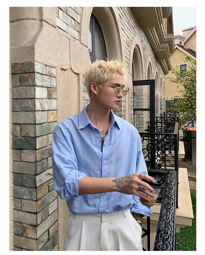 Cui Plain Color L/S Shirt-korean-fashion-Shirt-Cui's Closet-OH Garments