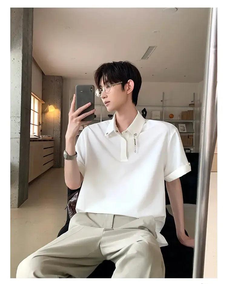 Cui Plain Eyelet Detail Polo-korean-fashion-Polo-Cui's Closet-OH Garments