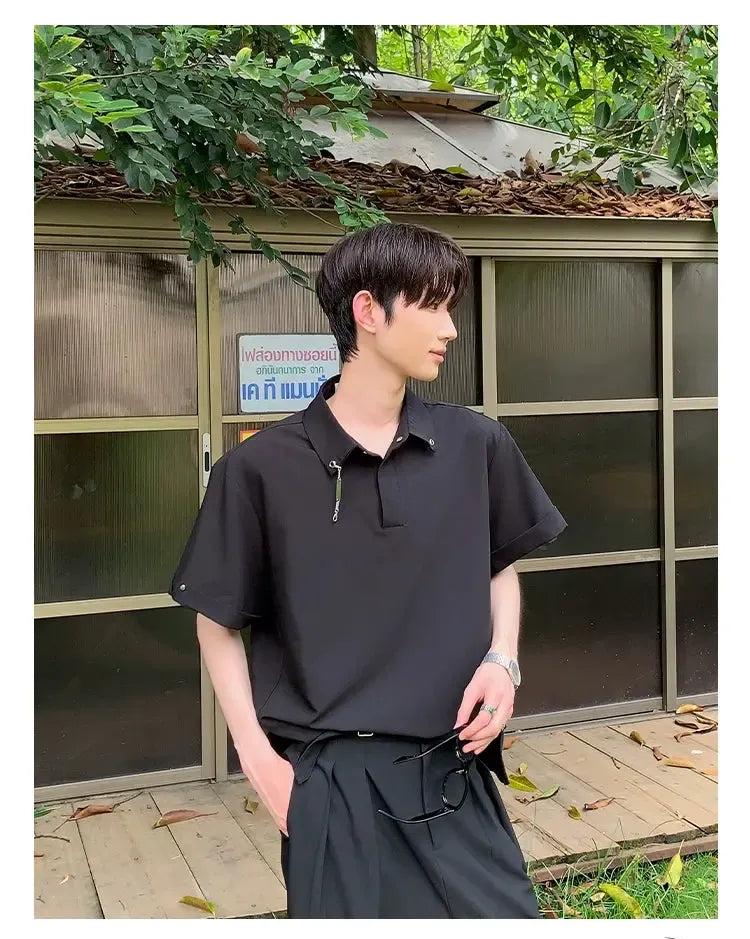 Cui Plain Eyelet Detail Polo-korean-fashion-Polo-Cui's Closet-OH Garments