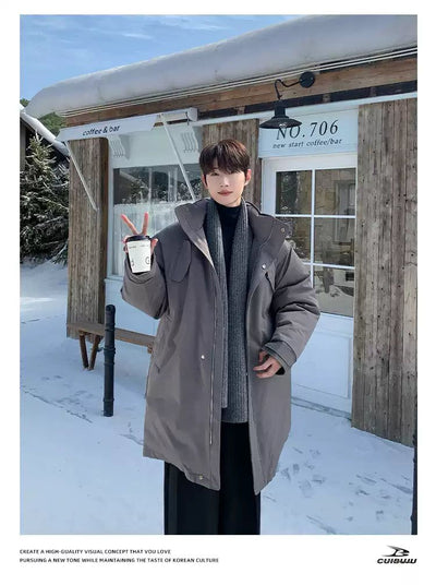 Cui Plain Multi-Pocket Puffer Long Coat-korean-fashion-Long Coat-Cui's Closet-OH Garments