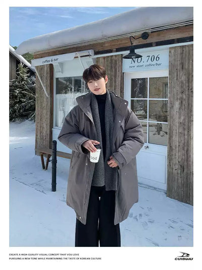 Cui Plain Multi-Pocket Puffer Long Coat-korean-fashion-Long Coat-Cui's Closet-OH Garments