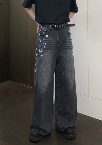 Cui Pocket Paint Splatters Jeans-korean-fashion-Jeans-Cui's Closet-OH Garments