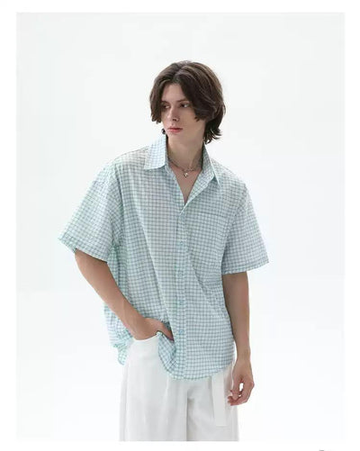 Cui Relaxed Fit Checkered Shirt-korean-fashion-Shirt-Cui's Closet-OH Garments