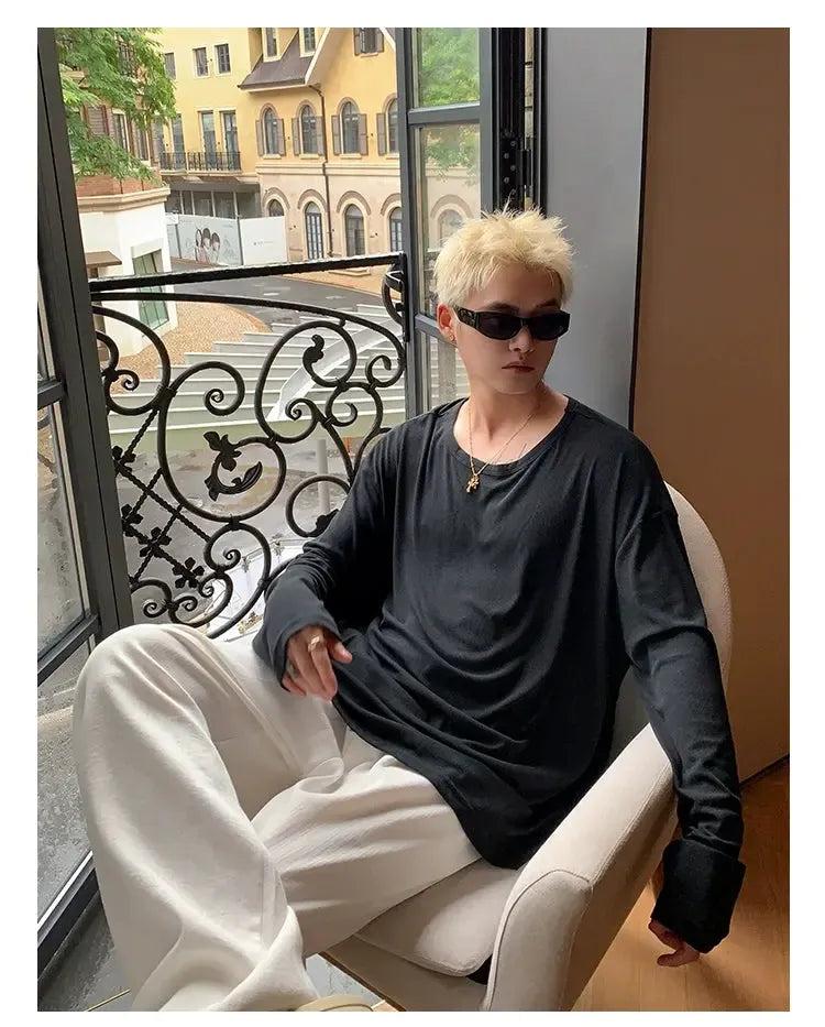 Cui Relaxed Flow L/S T-Shirt-korean-fashion-T-Shirt-Cui's Closet-OH Garments
