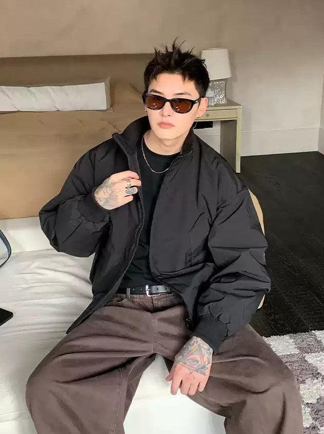 Cui Ribbed Hem Bomber Jacket-korean-fashion-Jacket-Cui's Closet-OH Garments