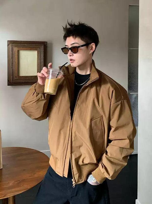 Cui Ribbed Hem Bomber Jacket-korean-fashion-Jacket-Cui's Closet-OH Garments