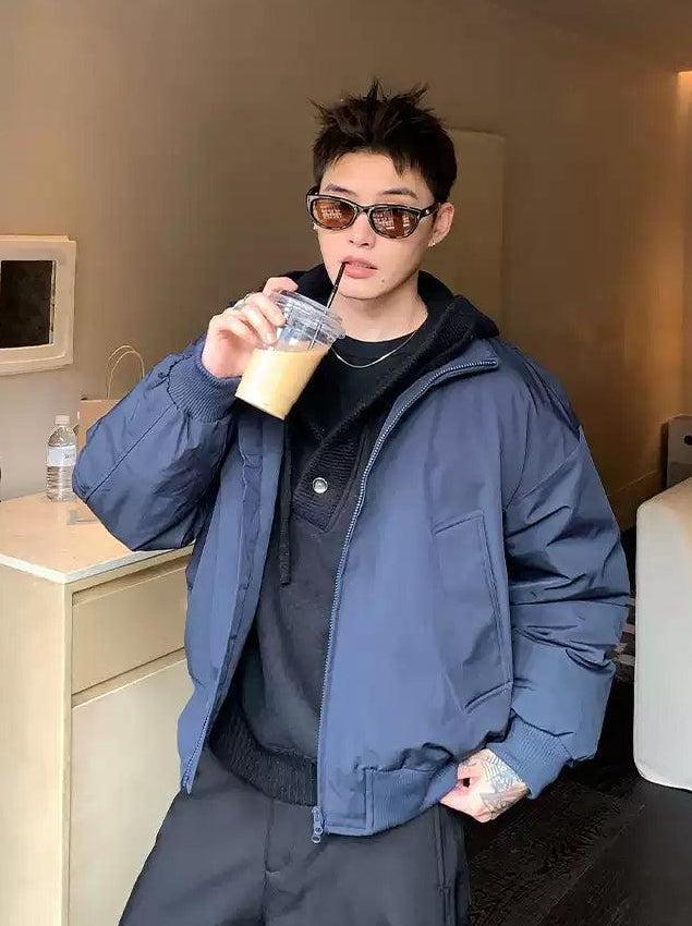 Cui Ribbed Hem Bomber Jacket-korean-fashion-Jacket-Cui's Closet-OH Garments