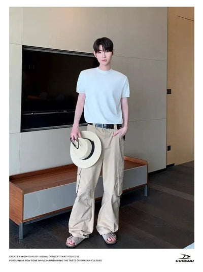 Cui Ribbed Hem Slim Fit Knit T-Shirt-korean-fashion-T-Shirt-Cui's Closet-OH Garments