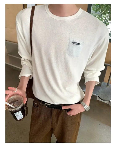 Cui Ripped Pocket L/S T-Shirt-korean-fashion-T-Shirt-Cui's Closet-OH Garments