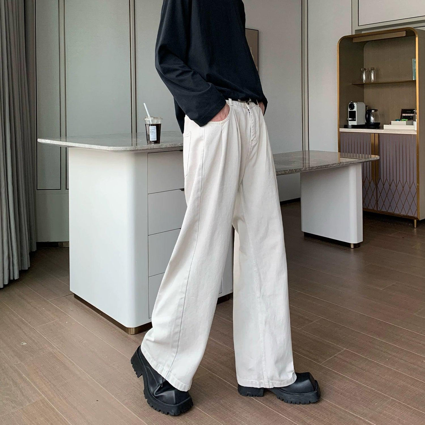 Cui Roomy Fit Casual Bootcut Pants-korean-fashion-Pants-Cui's Closet-OH Garments