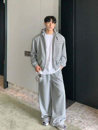 Cui Ruched Hem and Zipped Hoodie and Comfty Sweatpants Set-korean-fashion-Clothing Set-Cui's Closet-OH Garments