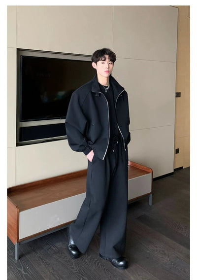 Cui Ruched Hem Athleisure Jacket & Sweatpants Set-korean-fashion-Clothing Set-Cui's Closet-OH Garments